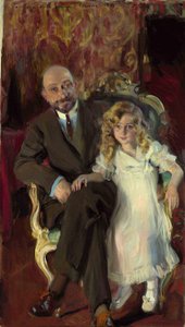  Retrato de Carlos Urcola Ibarra con su hija EulalianEnglish: Portrait of Carlos Urcola Ibarra with his daughter Eulalian av Joaquín Sorolla